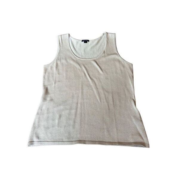 Lafayette 148 sleeveless cotton cream nude knit top size M - Picture 1 of 7
